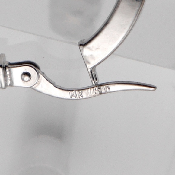 14k Diamond Hoop Earrings - Solid White Gold Wave Form 2” - Picture 5 of 7